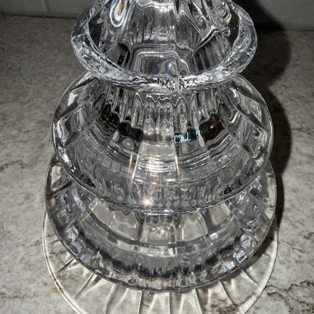 Vintage Gorham Crystal Candy Dish Holiday Traditions 3 Tier Christmas Tree Decor